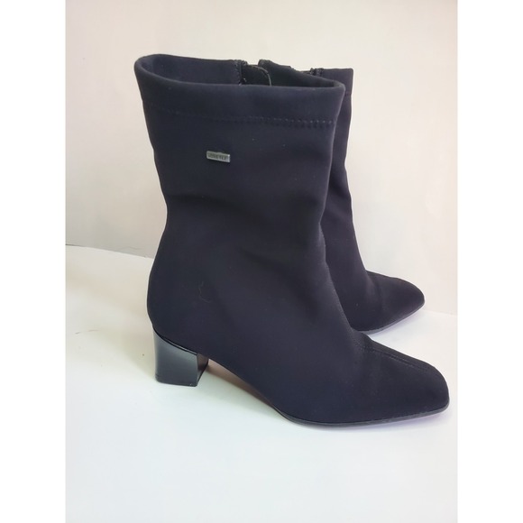Ara Women's Gore Tex‎ Black Waterproof Ankle Boots Square Toe Stretchable Fabric - Picture 1 of 12